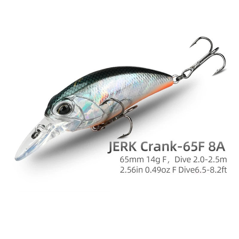 JERK CRANK M65 Floating Wobbler Crank Fishing Lure Hard Bait 14g Depth 2.0-2.5m