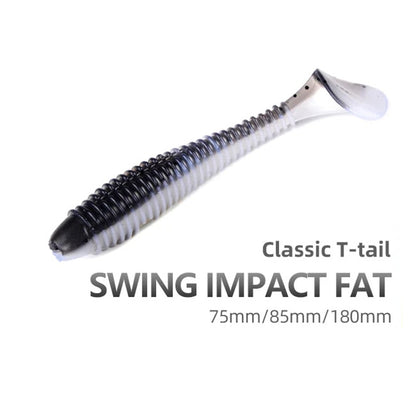 Swing Impact FAT Fishing Lures Silicone Paddle Tail Lures Bass Baits 75mm 85mm 180mm