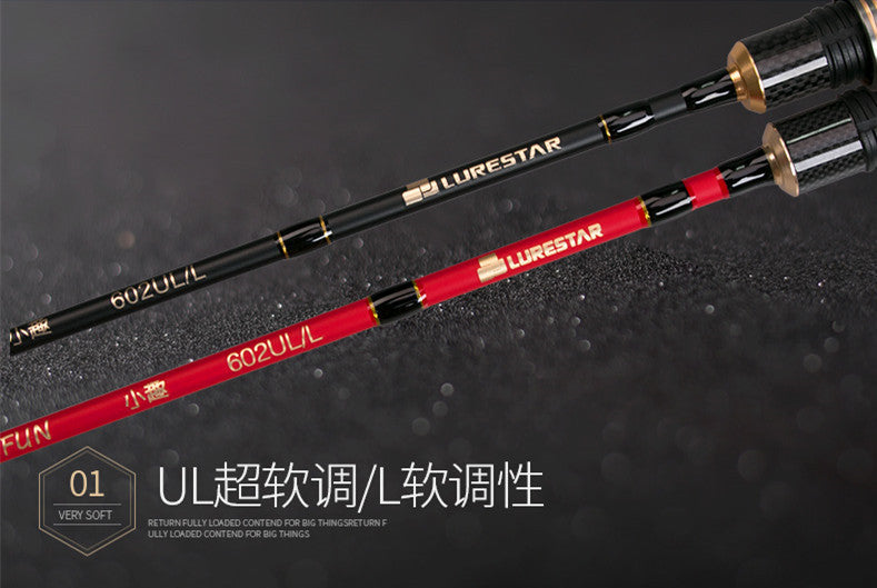 Fun Spinning Casting Fishing Rod Carbon Fiber Ultrasoft Lure Rod 1.8M UL&L Stick