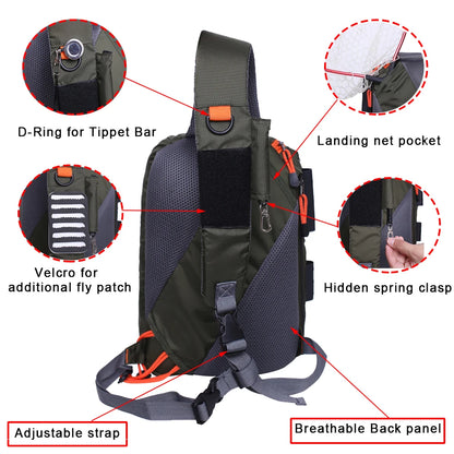 Fishing Tackle Bag Crossbody Sling Bag Fishing Shoulder Backpack