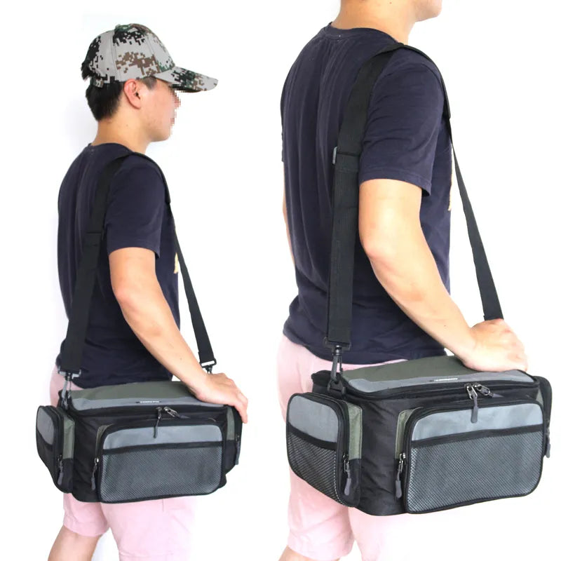 Multifunctional Fishing Bag Oxford Fishing Reel Lure Gear Storage Case Outdoor Shoulder Crossbody Bags