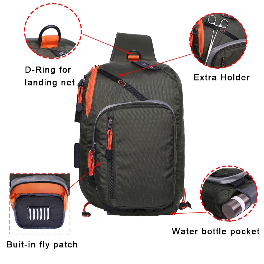 Fishing Tackle Bag Crossbody Sling Bag Fishing Shoulder Backpack