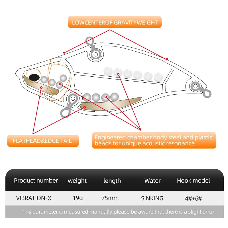 VIBRATION-X VIB Wobblers Fishing Lure Vibration Bait 75mm 19g Full Depth