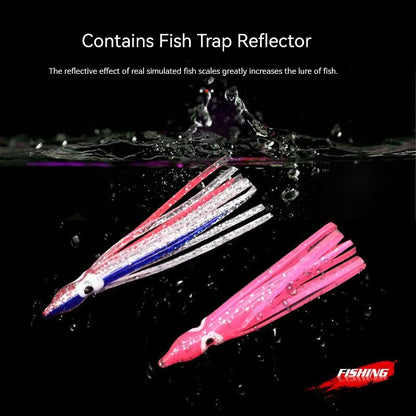 5Pcs Soft Luminous Octopus Skirts Lures Silicone Tuna Trolling Skirted Squid Jigging Bait 3D Glow Eye Tool 5-12cm