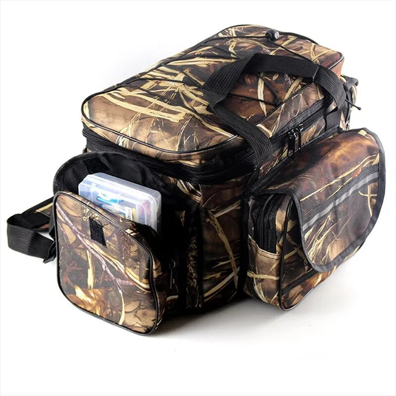 Waterproof Fishing Bag Nylon Large Capacity Multi Purpose Fishing Tackle Two Layer Outdoor Shoulder Bags